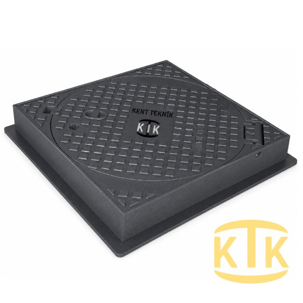 Döküm Yuvarlak Kare Çerçeveli Rögar Kapağı Takımı Ø600 mm (DKT.600-B4)