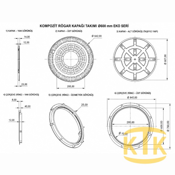 Kompozit Rögar Kapağı Takımı ø600mm TT1 Eko Serisi