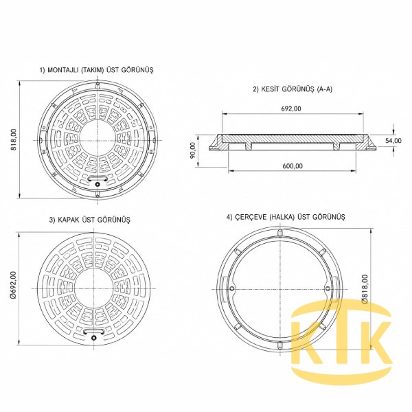 Kompozit Rögar Kapağı Takımı ø 600 mm Kalın Seri II