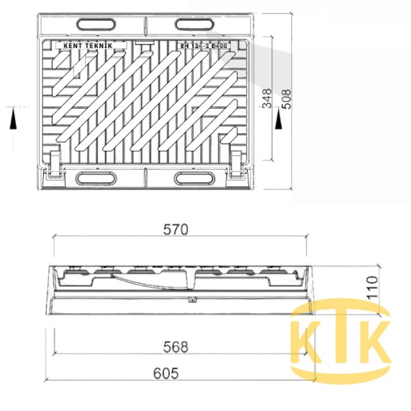 Döküm Yağmur Suyu Izgara Takımı 292x568 mm (DIT.4560-D)