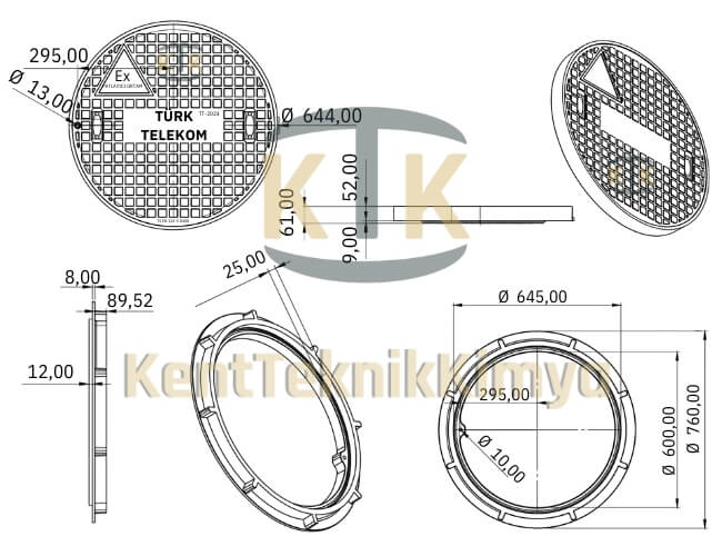 Kompozit Rögar Kapağı Takımı ø600mm TT1 Kalın Seri - Kent Teknik Kimya