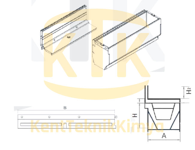 AK-FDK-5070-B125 Fuga Drenaj Kanalı 200x500x70 (B125) - Kent Teknik Kimya
