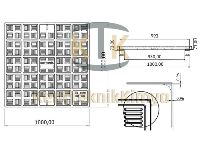 Kompozit Kare Rögar Kapağı Takımı 1000x1000 mm - Kent Teknik Kimya