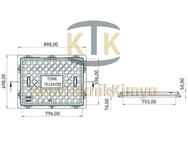 Kompozit Dikdörtgen Rögar Kapağı Takımı 600x800 mm - Kent Teknik Kimya